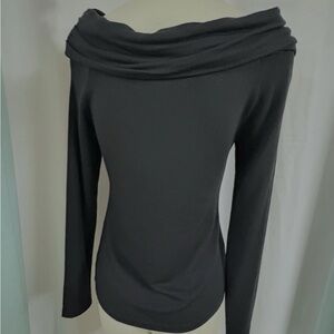 White House Black Market Black Knit Top Off Shoulder SOFT TENCEL fabric Size S